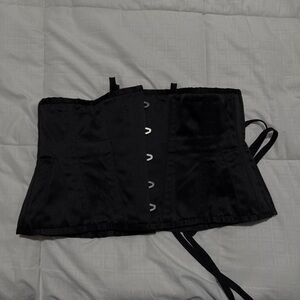 34” UNDERBUST WAIST TRAINER IN BLACK SATIN